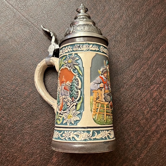 Vintage Gerz Tyrolean Tankard Limited Edition Pewter Lidded German Beer Stein - Picture 1 of 8